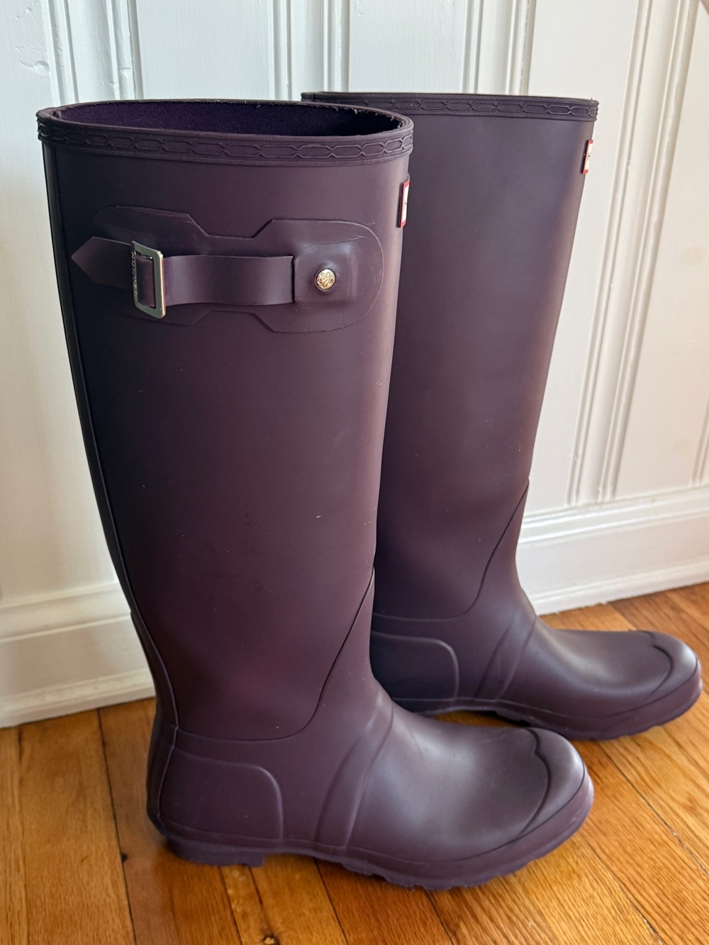 Hunter Matte Plum Knee-High Rain Boots - Picture 2 of 5